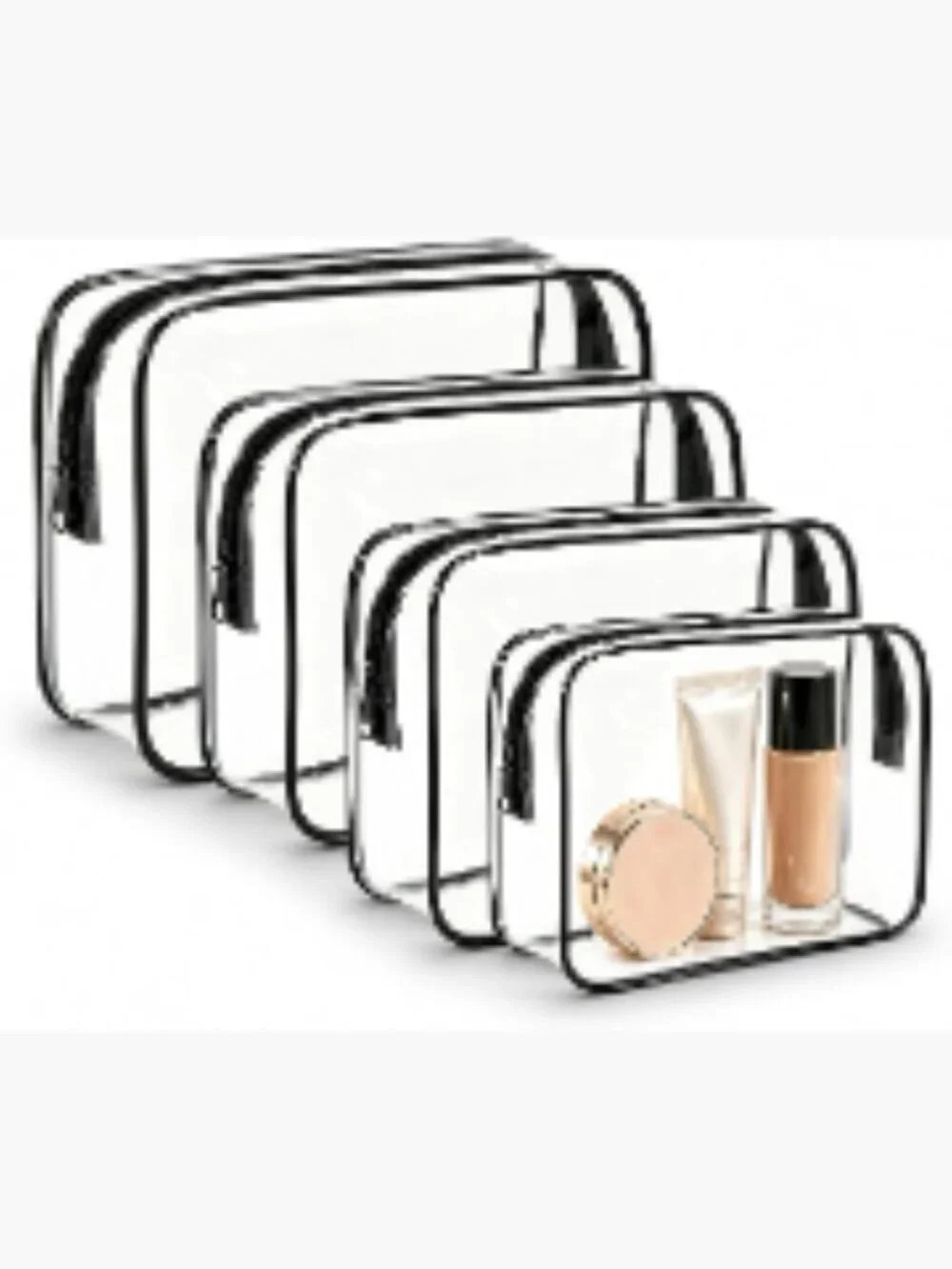 TSA Approved Clear Makeup Bag Set of 4 Waterproof PVC Travel Cosmetic Pouch